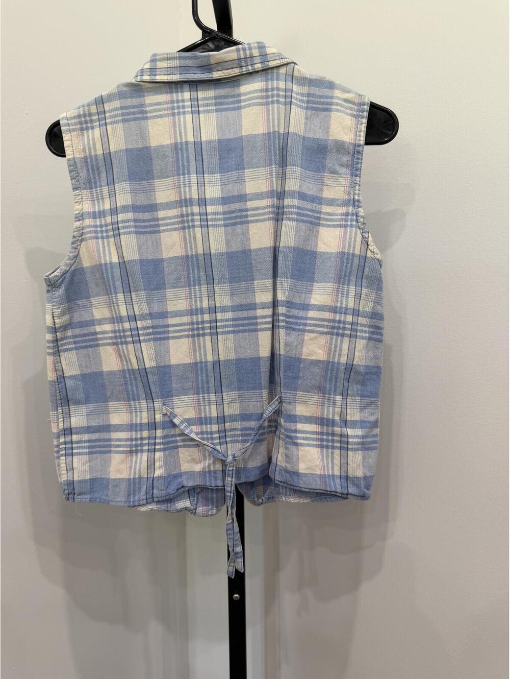 Vintage 90s Erika Classics Large Sleeveless Button-Up Plaid Shirt - Picture 5 of 6